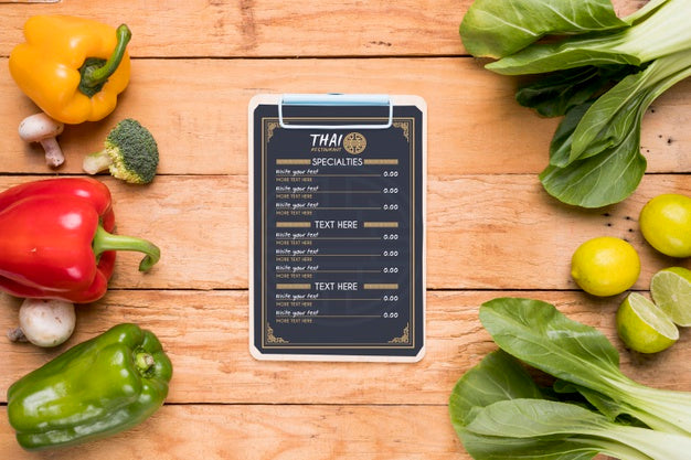 Top View Of Thai Food Concept Mock-Up Psd