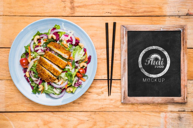 Top View Of Thai Food Concept Mock-Up Psd