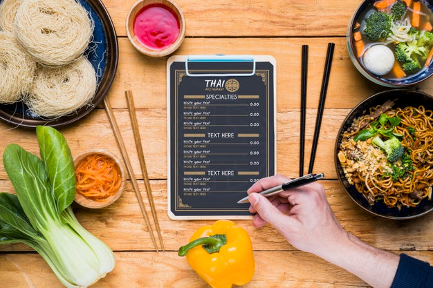 Top View Of Thai Food Concept Mock-Up Psd