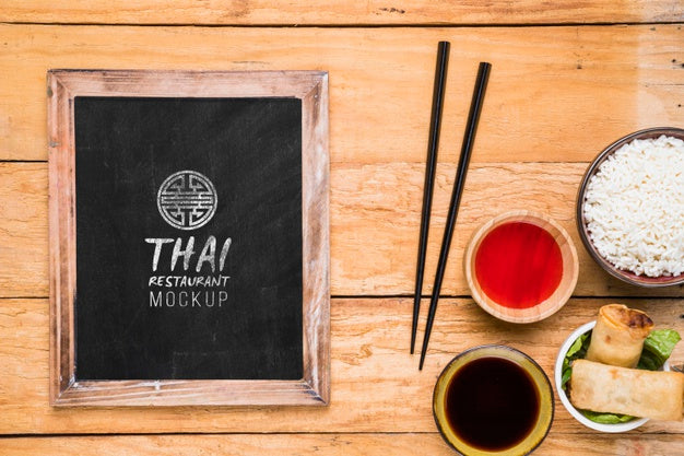 Top View Of Thai Food Concept Mock-Up Psd