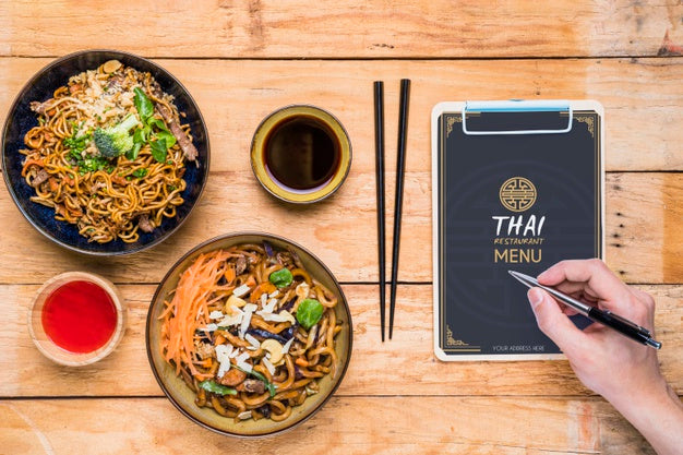 Top View Of Thai Food Concept Mock-Up Psd