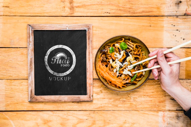 Top View Of Thai Food Concept Mock-Up Psd