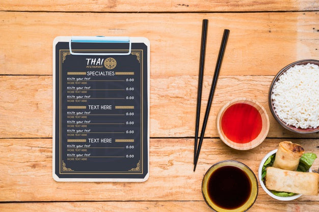 Top View Of Thai Food Concept Mock-Up Psd