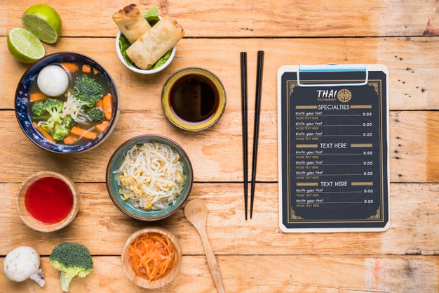 Top View Of Thai Food Concept Mock-Up Psd