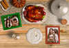 Top View Of Thanksgiving Dinner With Frame Mock-Up Psd