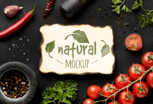 Top View Of Tomatoes With Spices And Chili Psd