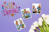 Top View Of Tulips With Photos Psd