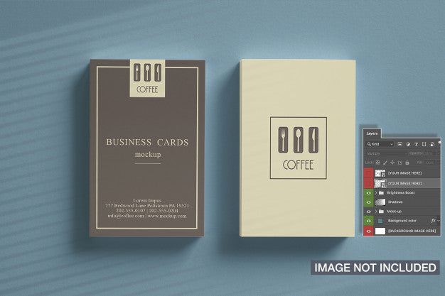 Top View Of Two Vertical Business Card Stack Mockup Psd