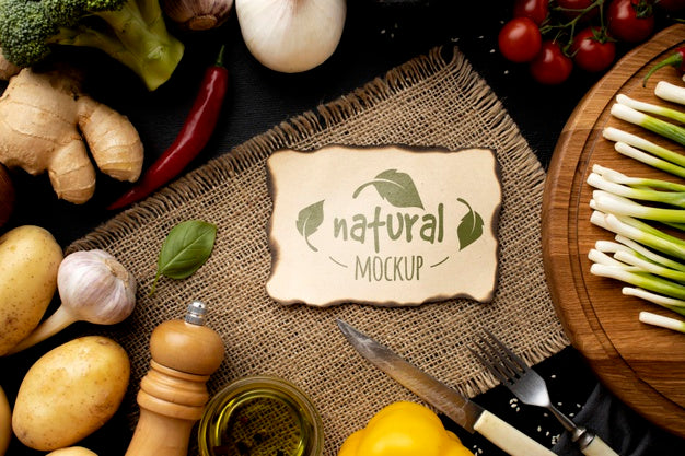 Top View Of Vegetables With Burlap Psd