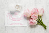 Top View Of Wedding Card With Tulips And Rings Psd
