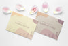 Top View Of Wedding Cards With Petals And Rings Psd
