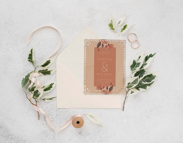 Top View Of Wedding Concept Mock-Up Psd