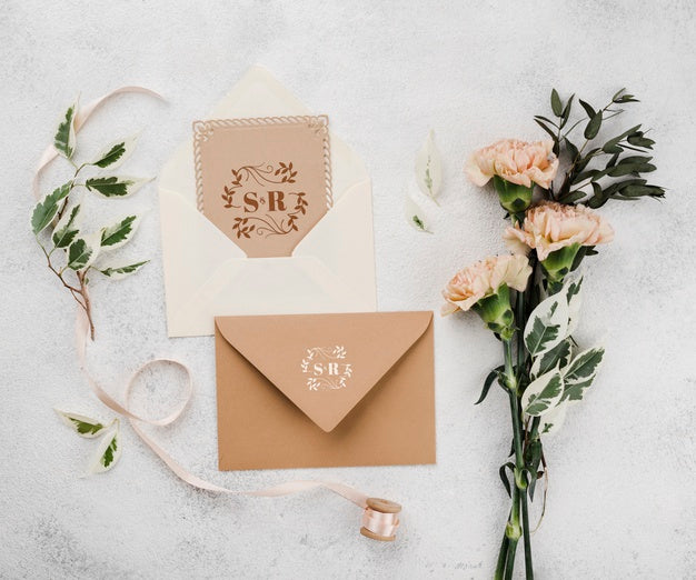 Top View Of Wedding Concept Mock-Up Psd