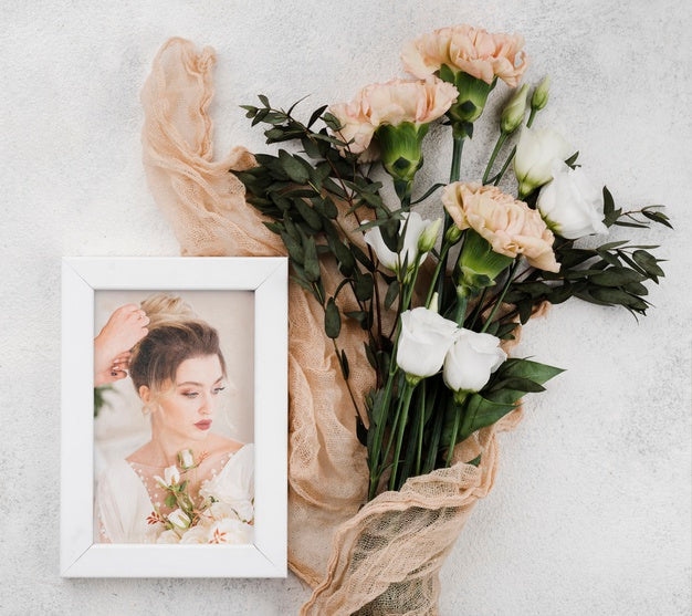 Top View Of Wedding Concept Mock-Up Psd