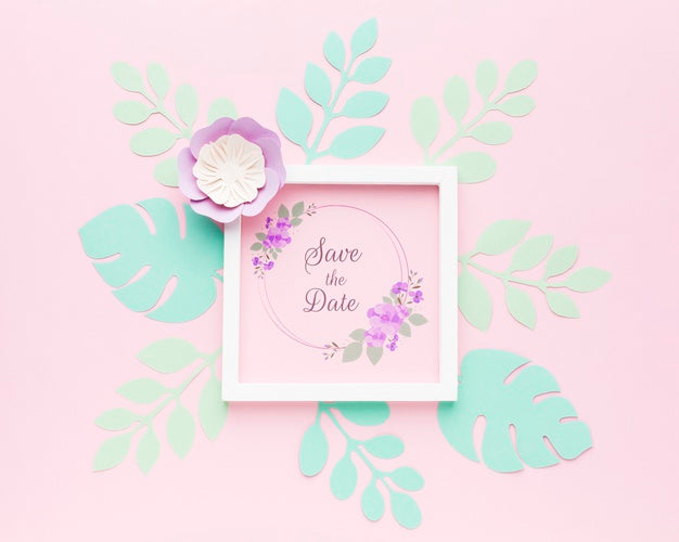 Top View Of Wedding Concept Mock-Up Psd