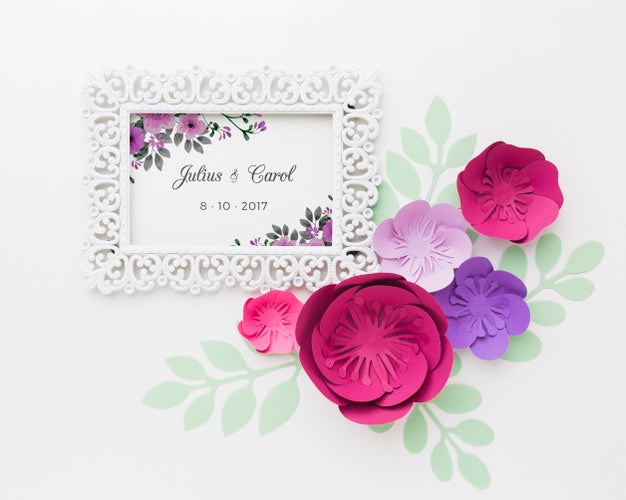 Top View Of Wedding Concept Mock-Up Psd