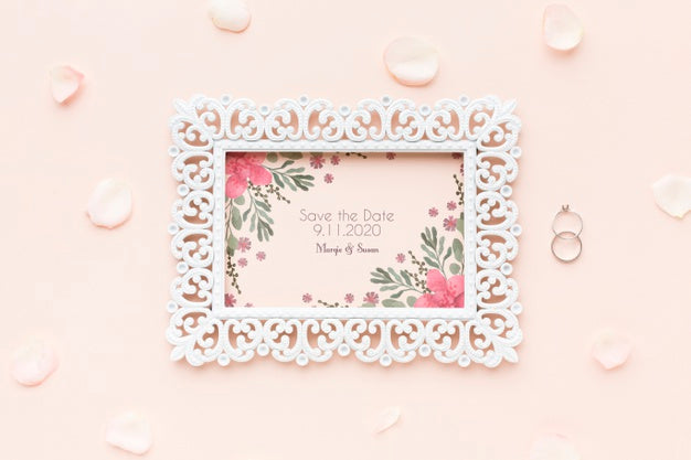 Top View Of Wedding Concept Mock-Up Psd