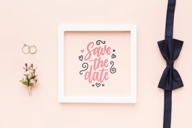 Top View Of Wedding Concept Mock-Up Psd