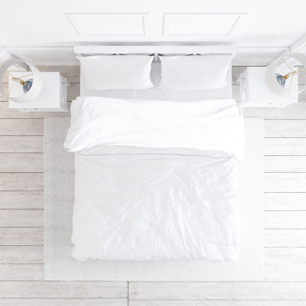 Top View Of White Bedroom Mockup With Decorative Elements Psd