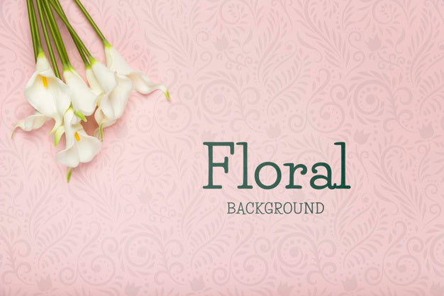 Top View Of White Spring Lilies Psd