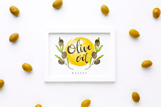 Top View Olive Oil Frame With Mock-Up Psd