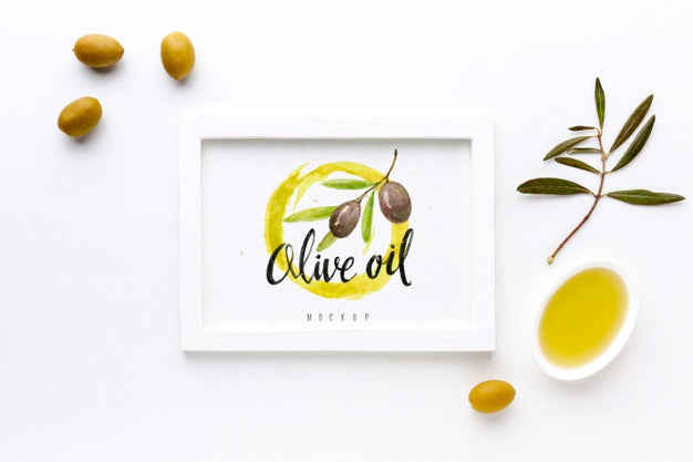 Top View Olive Oil Frame With Mock-Up Psd
