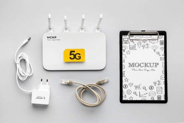 Top View On 5G Mockup Design Psd