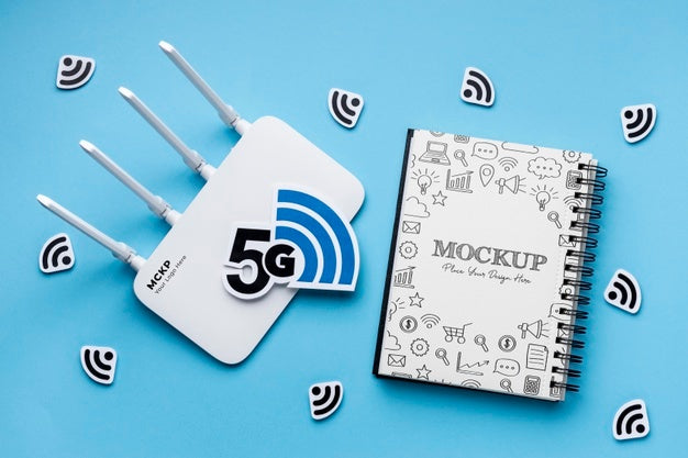 Top View On 5G Mockup Design Psd
