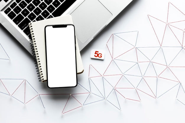 Top View On 5G Mockup Design Psd