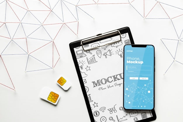 Top View On 5G Mockup Design Psd
