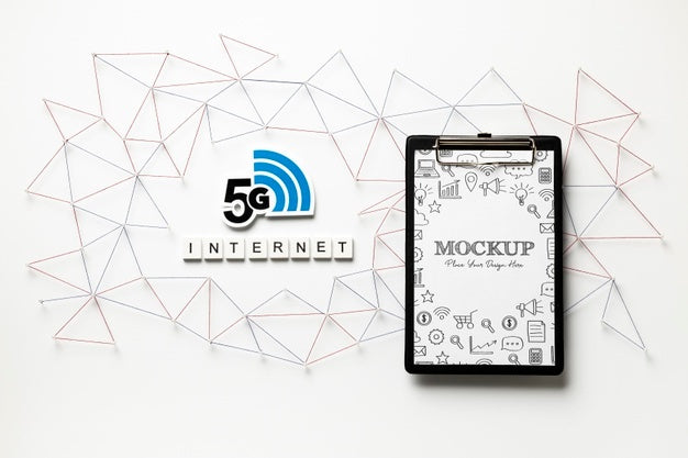 Top View On 5G Mockup Design Psd