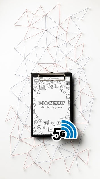 Top View On 5G Mockup Design Psd