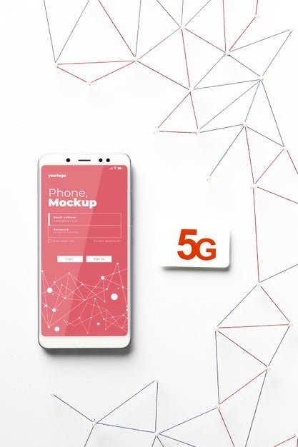 Top View On 5G Mockup Design Psd