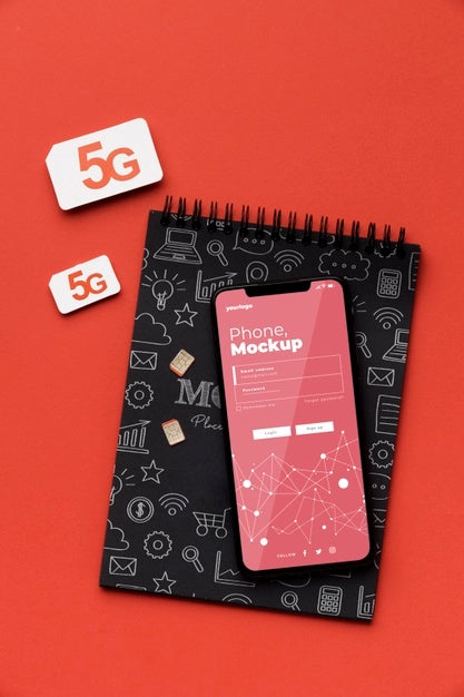 Top View On 5G Mockup Design Psd