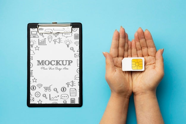 Top View On 5G Mockup Design Psd