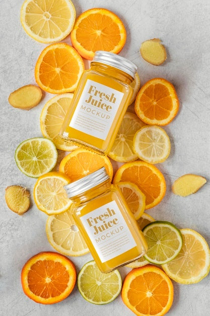 Top View On Food For Defenses With Jar Mockup Psd