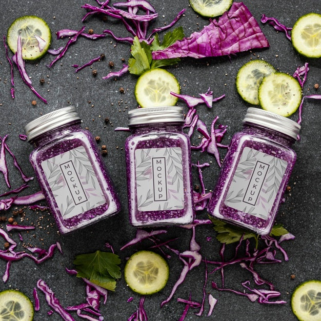 Top View On Food For Defenses With Jar Mockup Psd