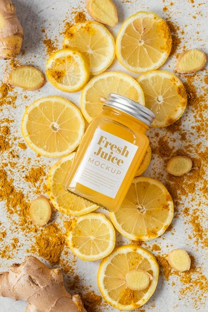 Top View On Food For Defenses With Jar Mockup Psd