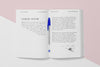 Top View Open Book Mock-Up With Pen Psd