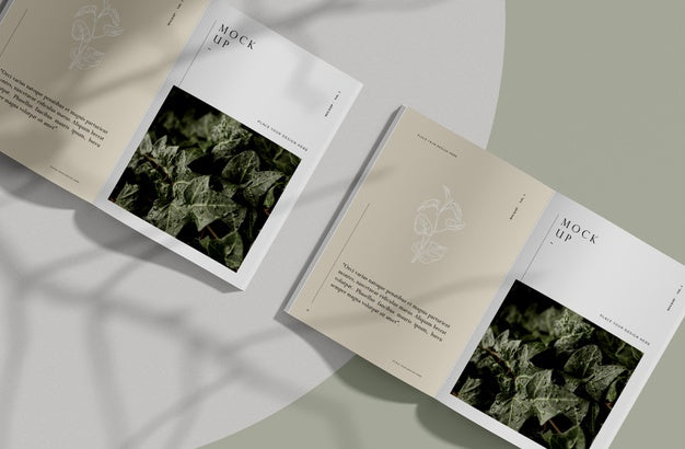 Top View Open Books Editorial Magazine Mock-Up Psd