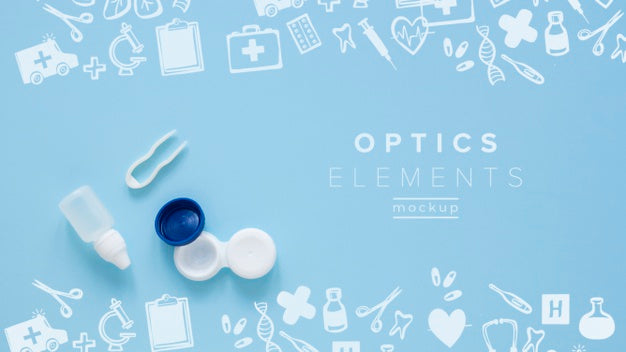 Top View Optics Still Life Arrangement Mock-Up Psd