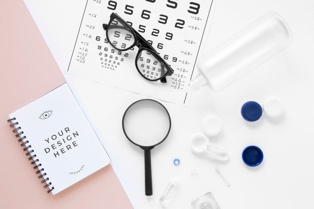 Top View Optics Still Life Arrangement Psd