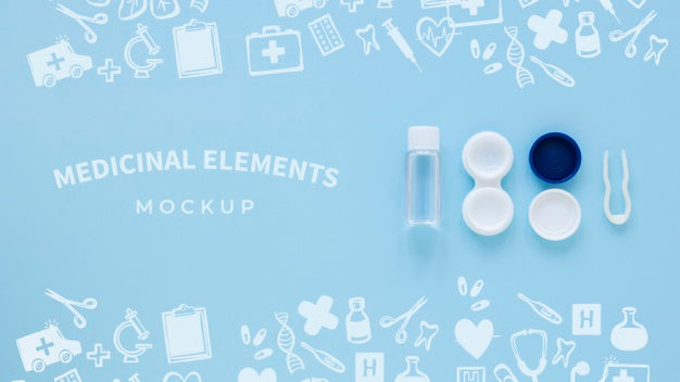 Top View Optics Still Life Arrangement Psd