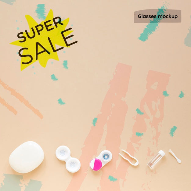 Top View Optics Still Life Composition On Beige Background Psd