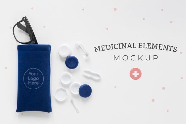 Top View Optics Still Life Composition On White Background Psd