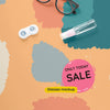 Top View Optics Still Life Sale Composition On Colorful Background Psd
