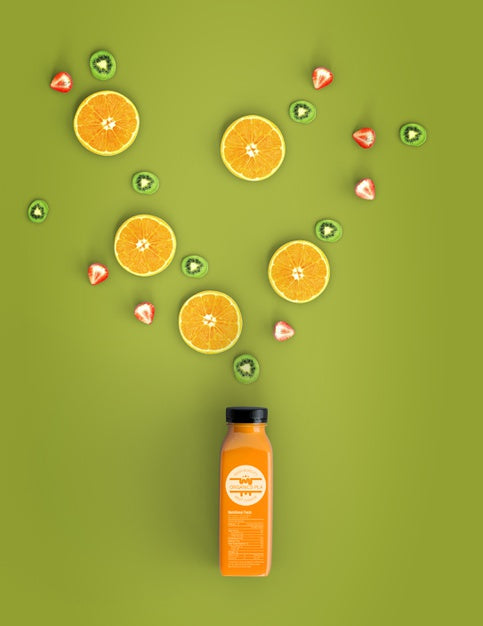 Top View Orange Smoothie Mock-Up Psd