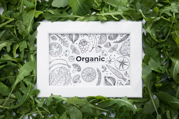 Top View Organic Frame Surrounded By Rocket Psd