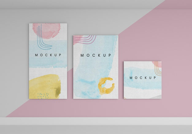 Top View Painted Canvas Arrangement Psd