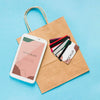Top View Paper Bag Mock-Up With Mobile Phone And Cards Psd